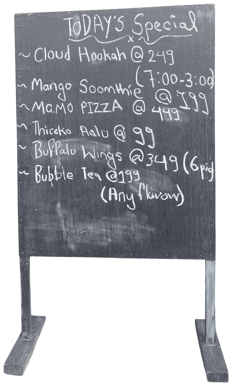 Chiya Bari today’s special chalkboard menu